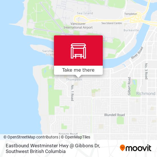 Eastbound Westminster Hwy @ Gibbons Dr map