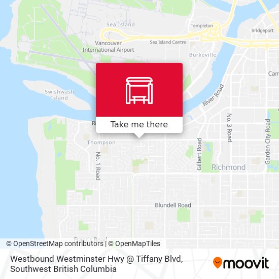 Westbound Westminster Hwy @ Tiffany Blvd map