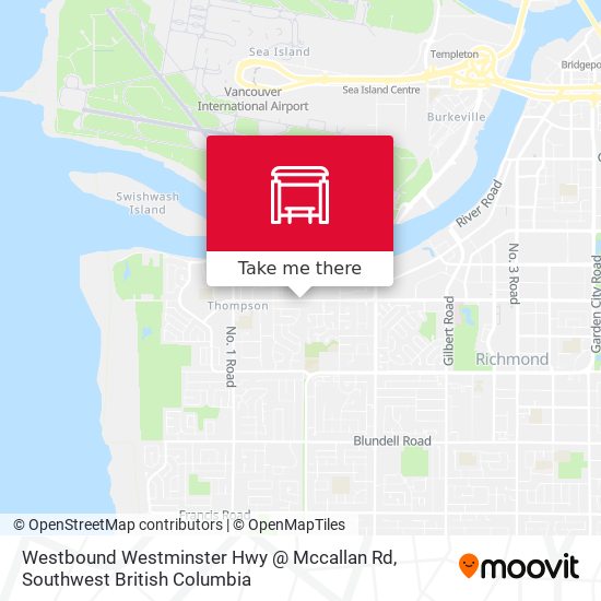Westbound Westminster Hwy @ Mccallan Rd map
