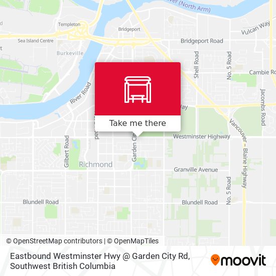 Eastbound Westminster Hwy @ Garden City Rd map