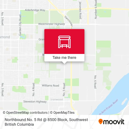 Northbound No. 5 Rd @ 8500 Block map