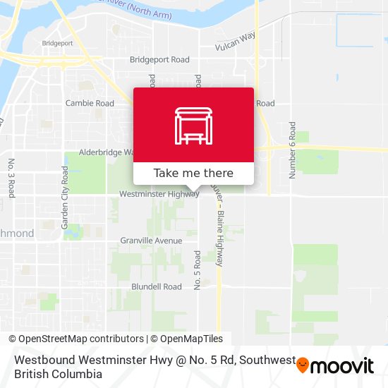 Westbound Westminster Hwy @ No. 5 Rd map