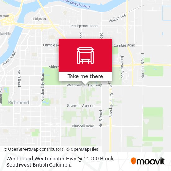 Westbound Westminster Hwy @ 11000 Block map