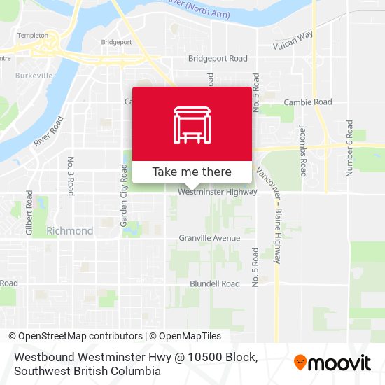 Westbound Westminster Hwy @ 10500 Block map