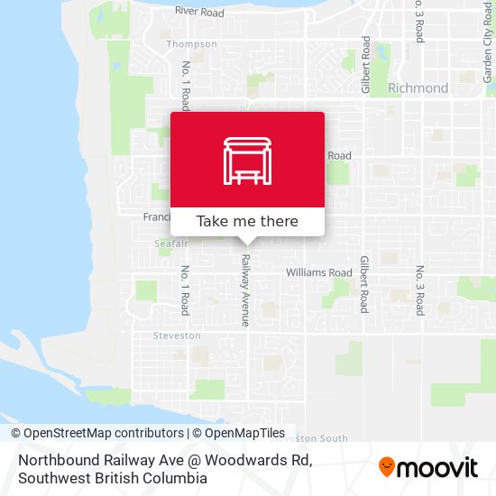 Northbound Railway Ave @ Woodwards Rd map