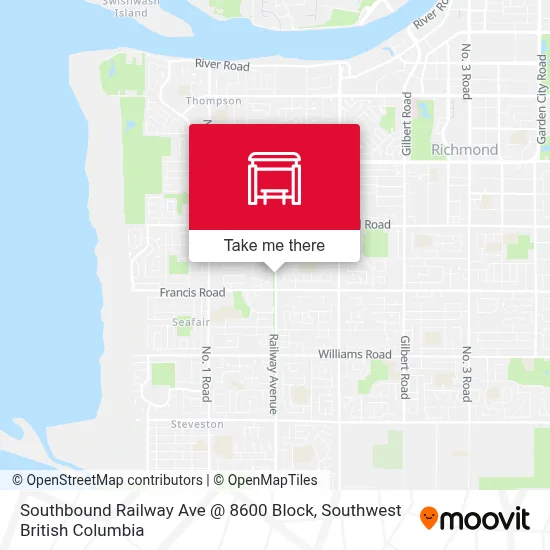 Southbound Railway Ave @ 8600 Block map