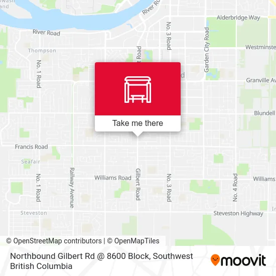 Northbound Gilbert Rd @ 8600 Block map