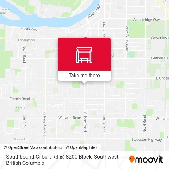 Southbound Gilbert Rd @ 8200 Block map