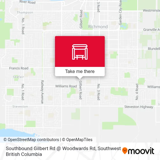 Southbound Gilbert Rd @ Woodwards Rd map