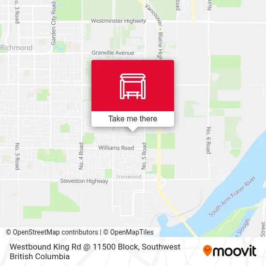 Westbound King Rd @ 11500 Block map