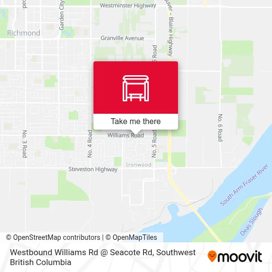 Westbound Williams Rd @ Seacote Rd map