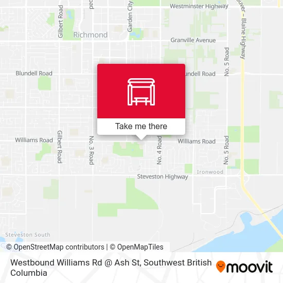 Westbound Williams Rd @ Ash St map