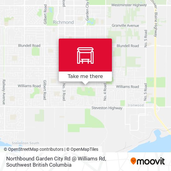 Northbound Garden City Rd @ Williams Rd map