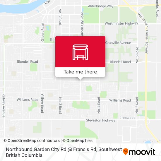 Northbound Garden City Rd @ Francis Rd map