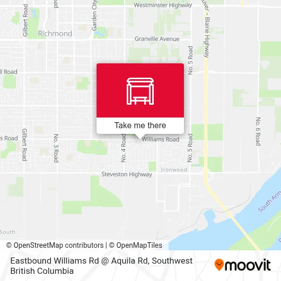 Eastbound Williams Rd @ Aquila Rd map