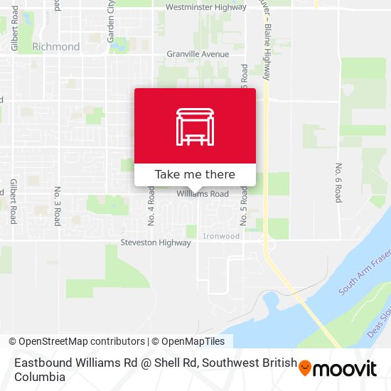 Eastbound Williams Rd @ Shell Rd map