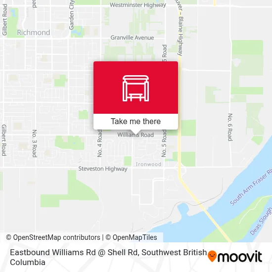 Eastbound Williams Rd @ Shell Rd map