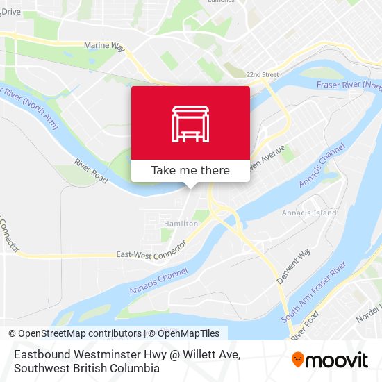 Eastbound Westminster Hwy @ Willett Ave map