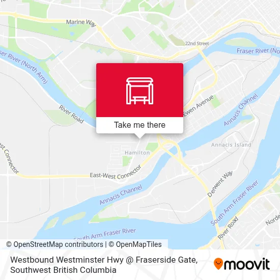 Westbound Westminster Hwy @ Fraserside Gate map