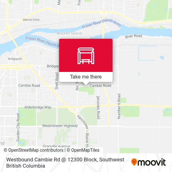 Westbound Cambie Rd @ 12300 Block map