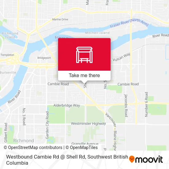 Westbound Cambie Rd @ Shell Rd map
