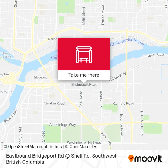 Eastbound Bridgeport Rd @ Shell Rd map