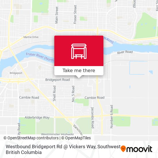 Westbound Bridgeport Rd @ Vickers Way map