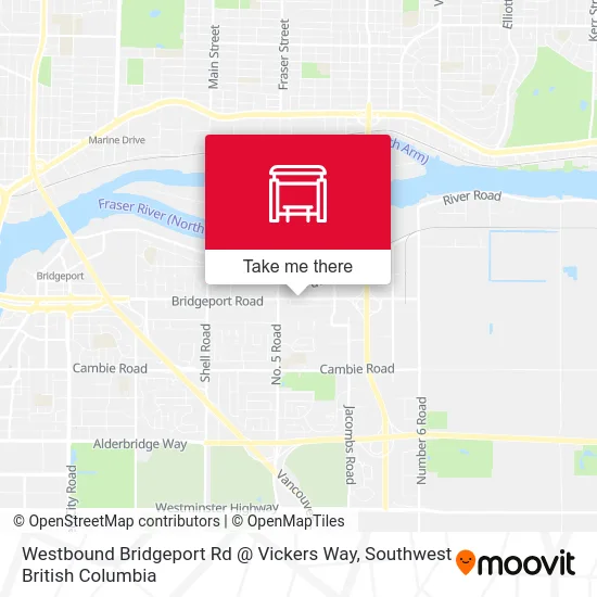 Westbound Bridgeport Rd @ Vickers Way map