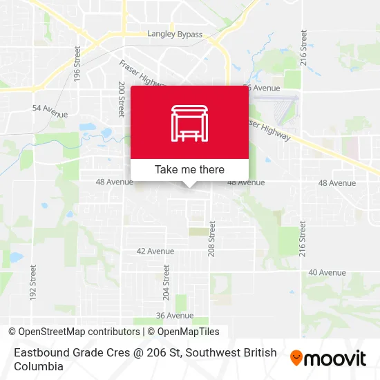 Eastbound Grade Cres @ 206 St map