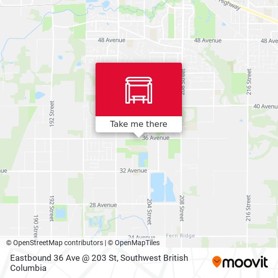 Eastbound 36 Ave @ 203 St map