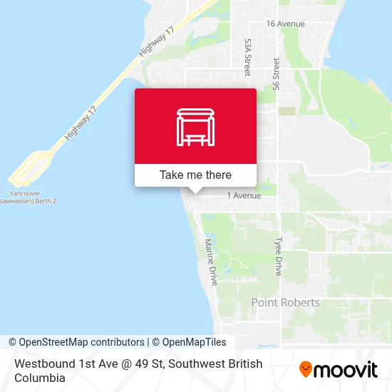 Westbound 1st Ave @ 49 St map