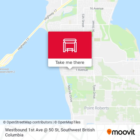 Westbound 1st Ave @ 50 St map