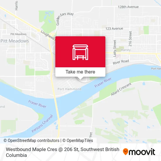 Westbound Maple Cres @ 206 St map