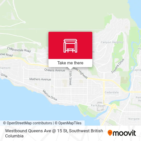 Westbound Queens Ave @ 15 St map