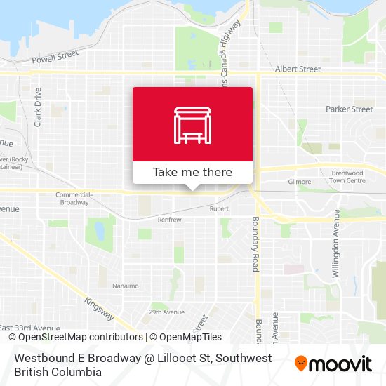 Westbound E Broadway @ Lillooet St map