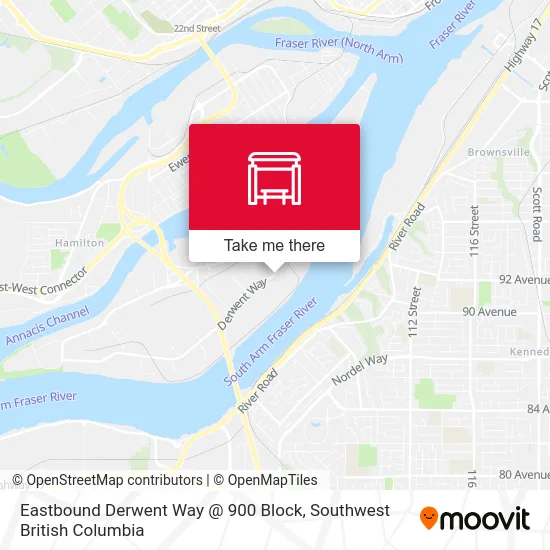 Eastbound Derwent Way @ 900 Block map