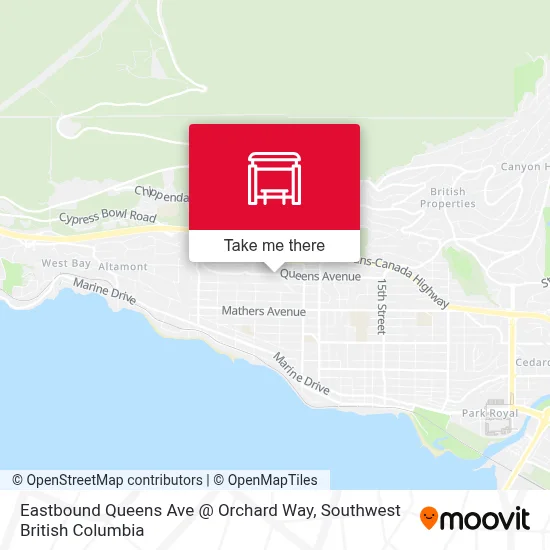 Eastbound Queens Ave @ Orchard Way map