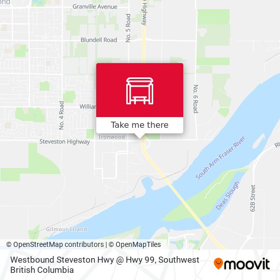 Westbound Steveston Hwy @ Hwy 99 map