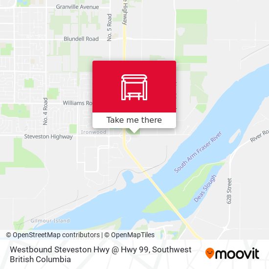 Westbound Steveston Hwy @ Hwy 99 map