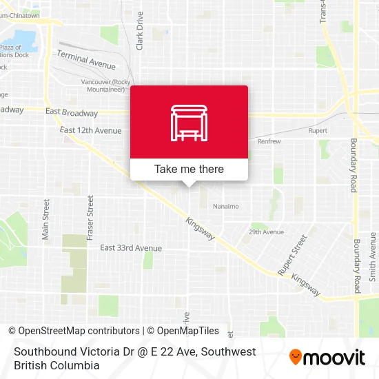 Southbound Victoria Dr @ E 22 Ave map