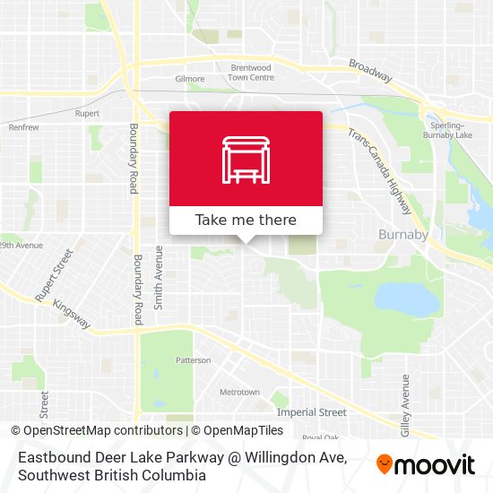 Eastbound Deer Lake Parkway @ Willingdon Ave map