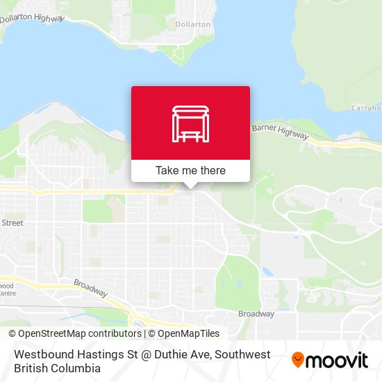 Westbound Hastings St @ Duthie Ave map