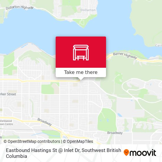 Eastbound Hastings St @ Inlet Dr map
