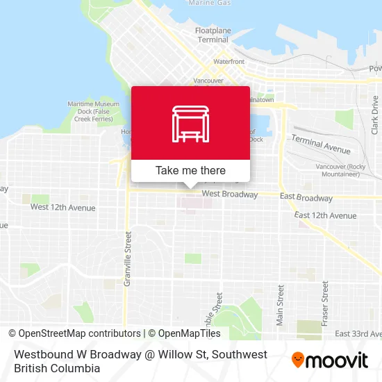 Westbound W Broadway @ Willow St map