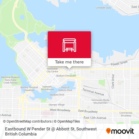 Eastbound W Pender St @ Abbott St map