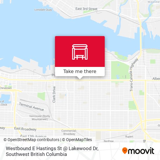 Westbound E Hastings St @ Lakewood Dr map