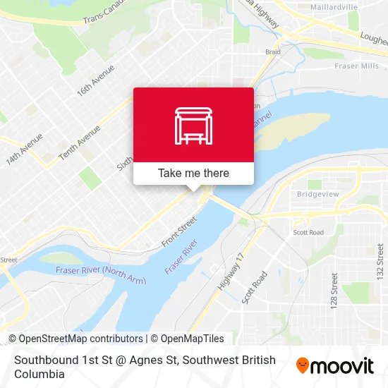 Southbound 1st St @ Agnes St map