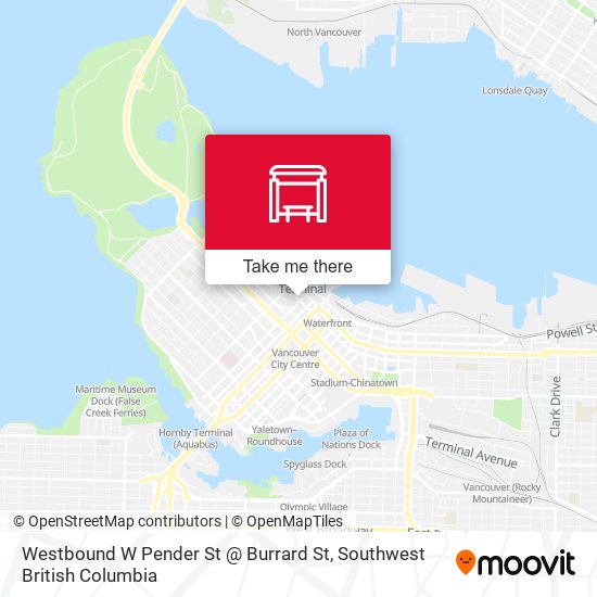 Westbound W Pender St @ Burrard St map