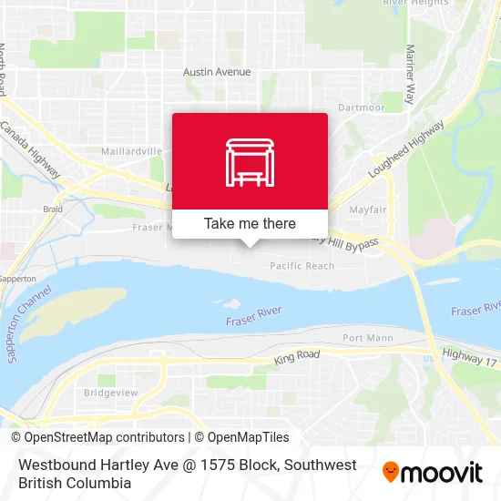 Westbound Hartley Ave @ 1575 Block map