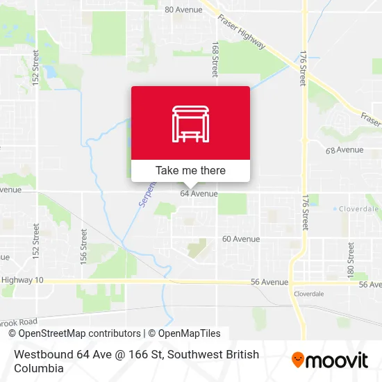 Westbound 64 Ave @ 166 St map